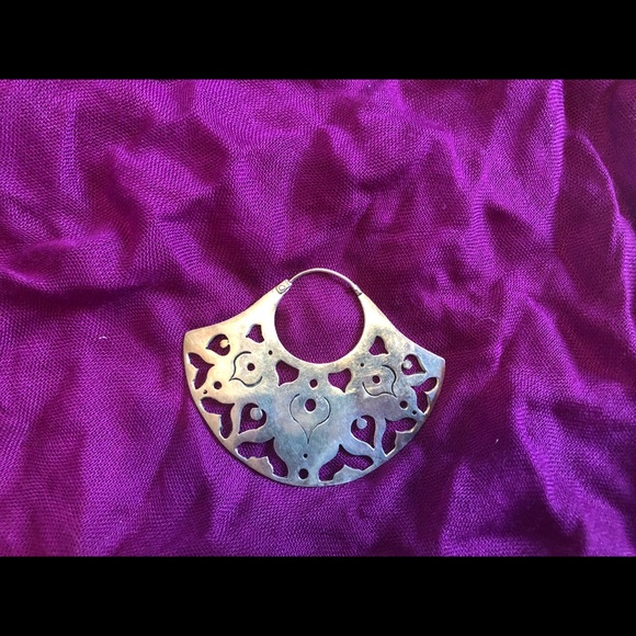 Sterling Silver Bohemian Tribal Fan Earrings - Picture 3 of 6
